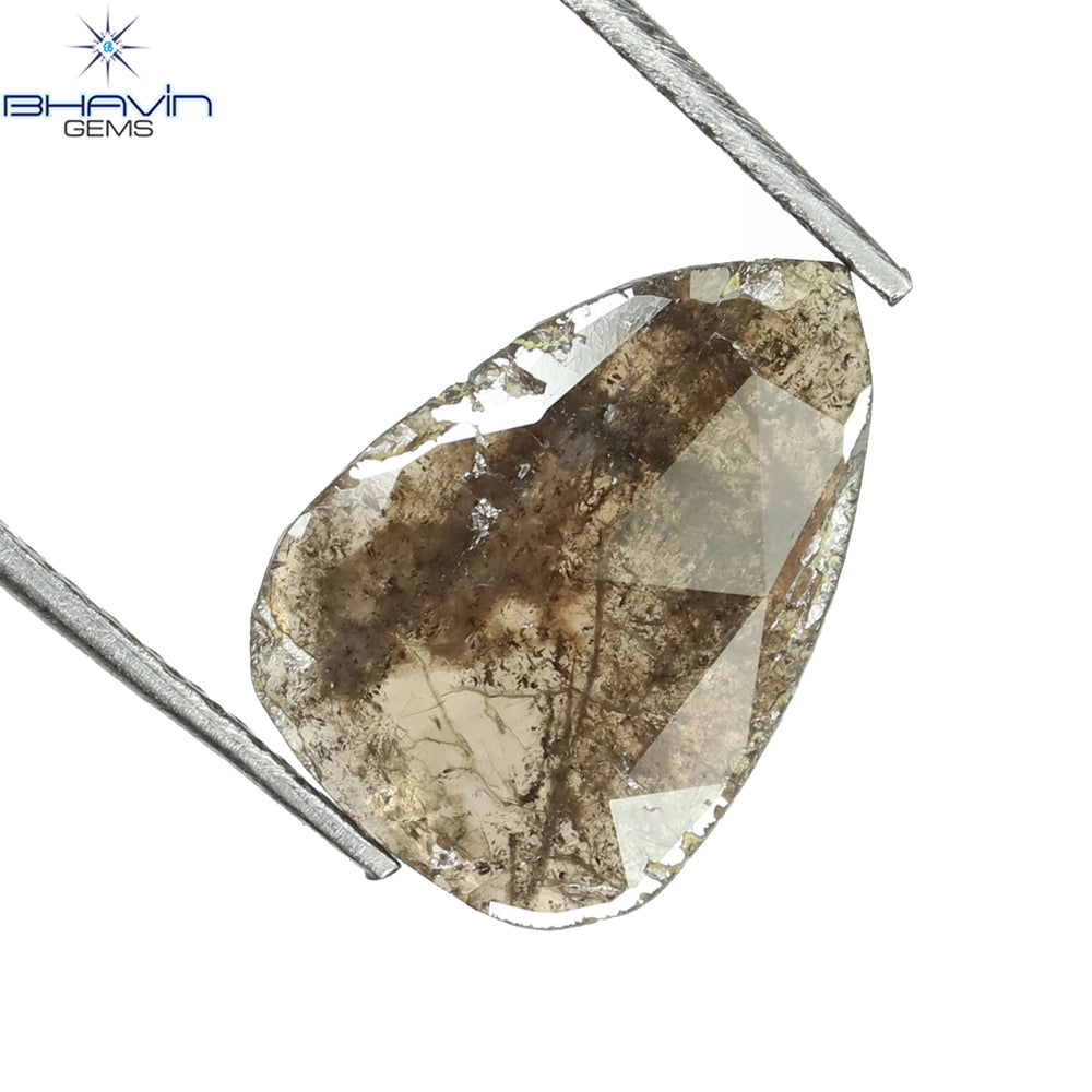 1.11 CT Pear Slice Shape Natural Diamond Brown Color I3 Clarity (12.03 MM)