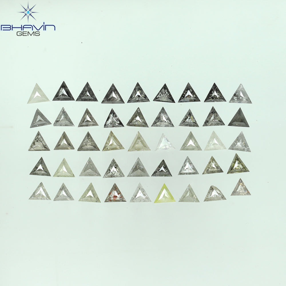 3.49 CT/26 Pcs Triangle Shape Natural Loose Diamond Salt And Pepper Color I3 Clarity (4.35 MM)