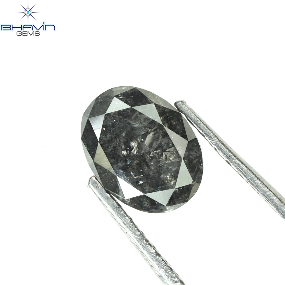 1.00 CT Oval Shape Natural Diamond Salt And Pepper Color I3 Clarity (6.80 MM)