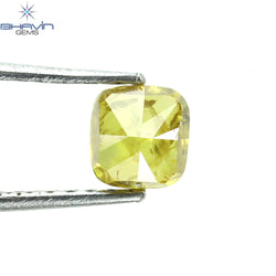 0.61 CT Cushion Shape Natural Diamond Yellow Green Color I2 Clarity (4.58 MM)
