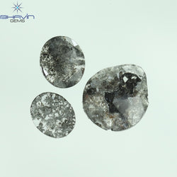 0.92 CT スライス形状 天然ダイヤモンド ソルト アンド ペッパー カラー I3 クラリティ (10.75 MM)