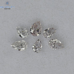 0.49 CT/6 Pcs Pear Shape Natural Diamond Pink Color SI Clarity (3.82 MM)