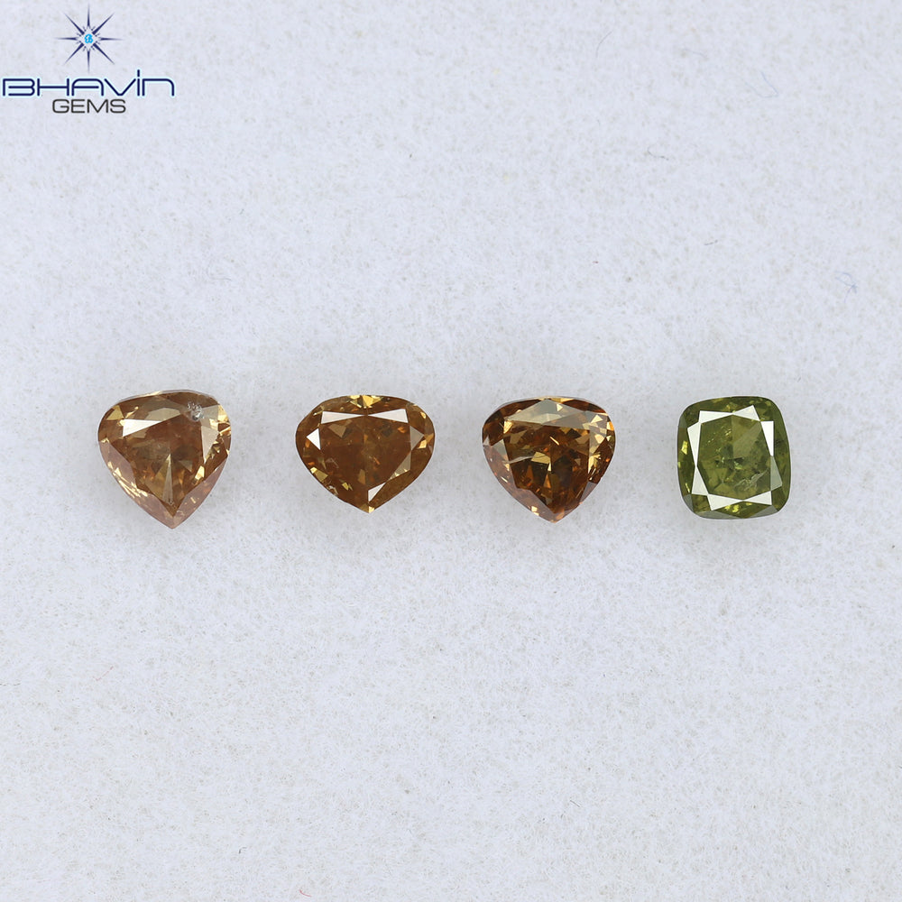 0.49 CT/4 Pcs Mix Shape Natural Diamond Pink Color SI2 Clarity (3.33 MM)
