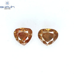 0.41 CT/2 Pcs Heart Shape Natural Loose Diamond Pink Color I1 Clarity (3.84 MM)