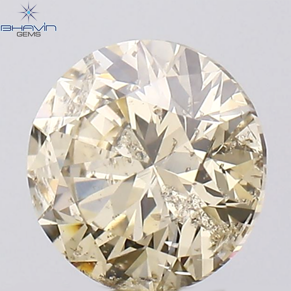0.70 CT Round Shape Natural Diamond Brown Color I1 Clarity (5.57 MM)
