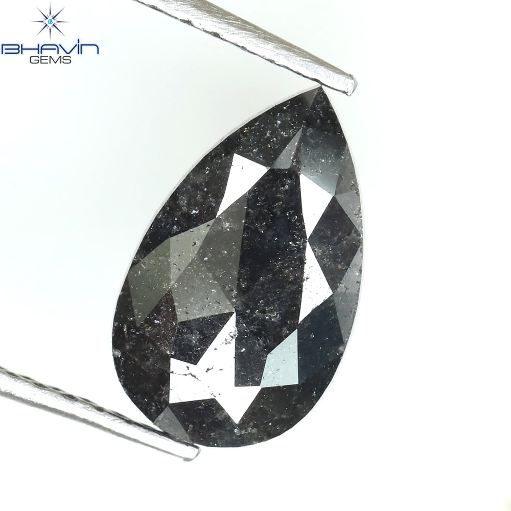 1.20 CT Pear Shape Natural Diamond Black Color I3 Clarity (10.68 MM)