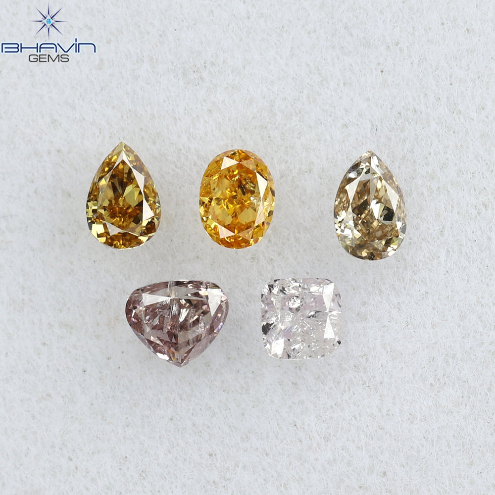 0.40 CT/5 PCS Mix Shape Natural Diamond Mix Color SI Clarity (3.30 MM)