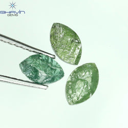 C1.04 CT/3 Pcs Marquise Rough Shape Blue Green Natural Loose Diamond I3 Clarity (6.65 MM)