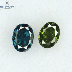 0.24 CT/2 Pcs Oval Shape Natural Diamond Mix Color SI1 Clarity (3.60 MM)