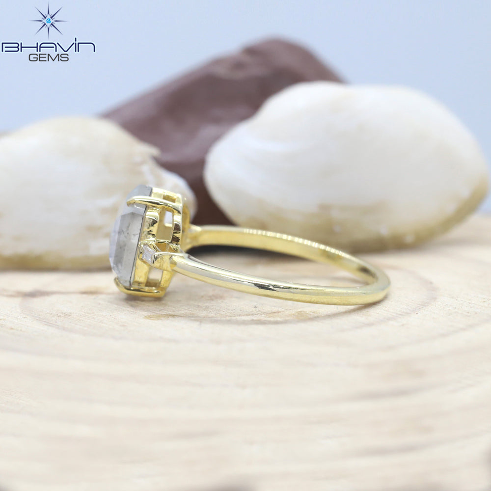 Hexagon Diamond Salt And Pepper Diamond Natural Diamond Ring Gold Ring Engagement Ring