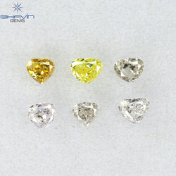 0.51 CT/6 Pcs Heart Shape Natural Diamond Mix Color VS2 Clarity (2.59 MM)