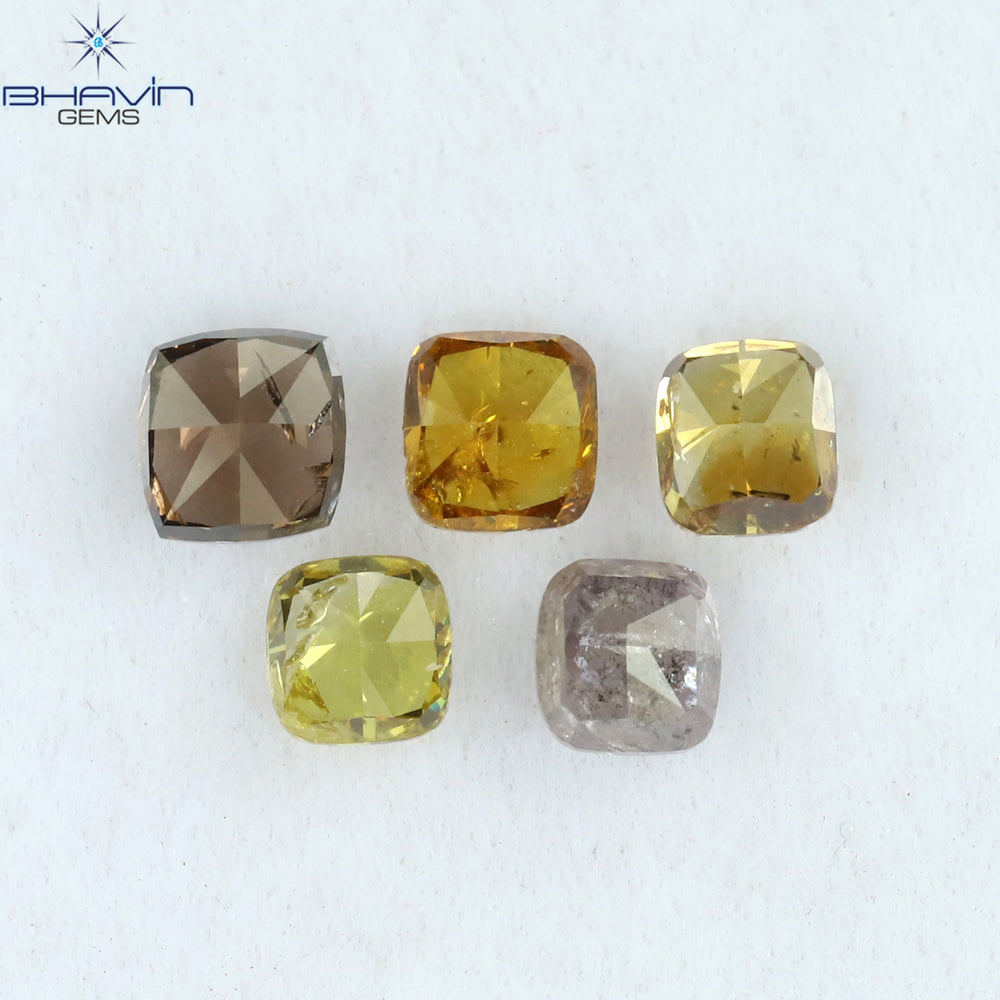 1.23 CT/5 Pcs Cushion Shape Natural Diamond Mix Color SI2 Clarity (3.75 MM)