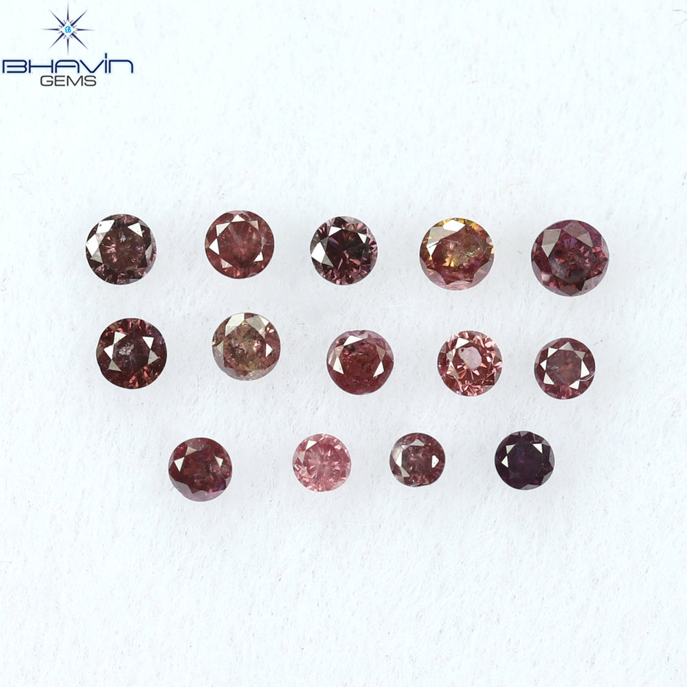 0.20 CT/14 Pcs Round Shape Natural Loose Diamond Pink Color I1 Clarity (1.50 MM)