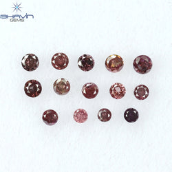 0.20 CT/14 Pcs Round Shape Natural Loose Diamond Pink Color I1 Clarity (1.50 MM)