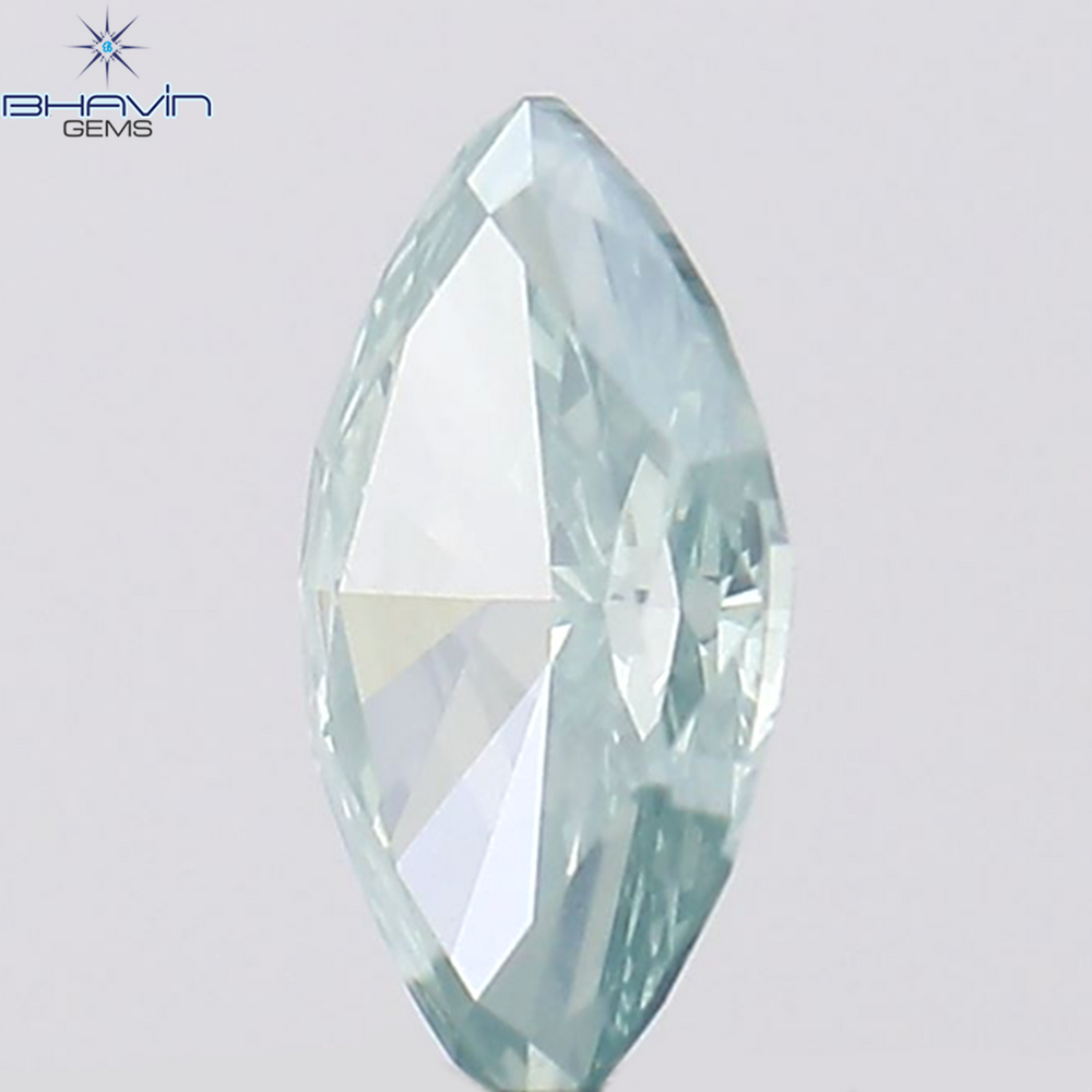 0.15 CT Marquise Shape Natural Diamond Bluish Green Color VS2 Clarity (4.95 MM)