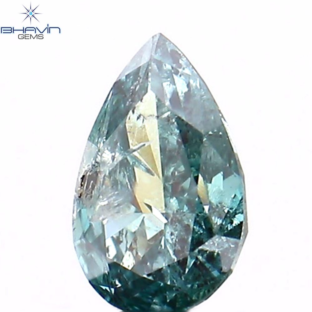 0.22 CT Pear Shape Natural Diamond Blue Color I1 Clarity (4.80 MM)