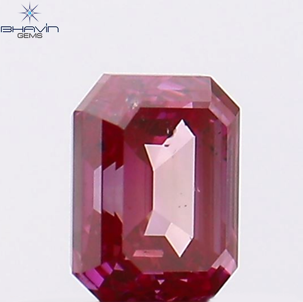 0.41 CT Emerald Shape Natural Diamond Pink Color SI1 Clarity (4.36 MM)