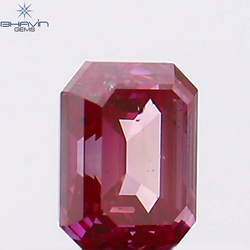 0.41 CT Emerald Shape Natural Diamond Pink Color SI1 Clarity (4.36 MM)