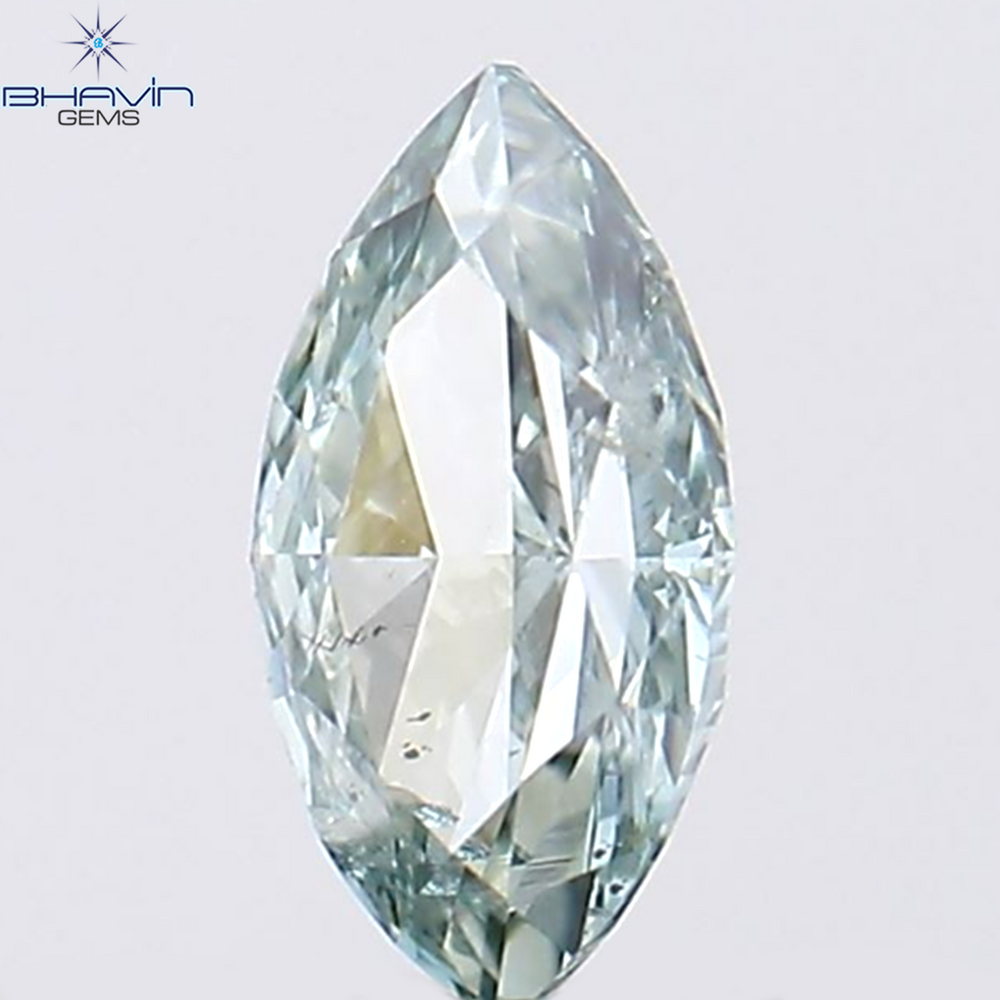 0.15 CT Marquise Shape Natural Diamond Bluish Green Color SI1 Clarity (4.48 MM)
