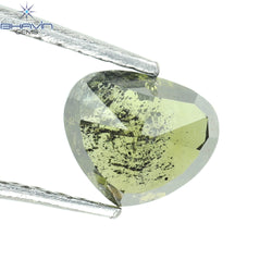 1.06 CT Heart Shape Natural Diamond Enhanced Green Color I2 Clarity (5.48 MM)