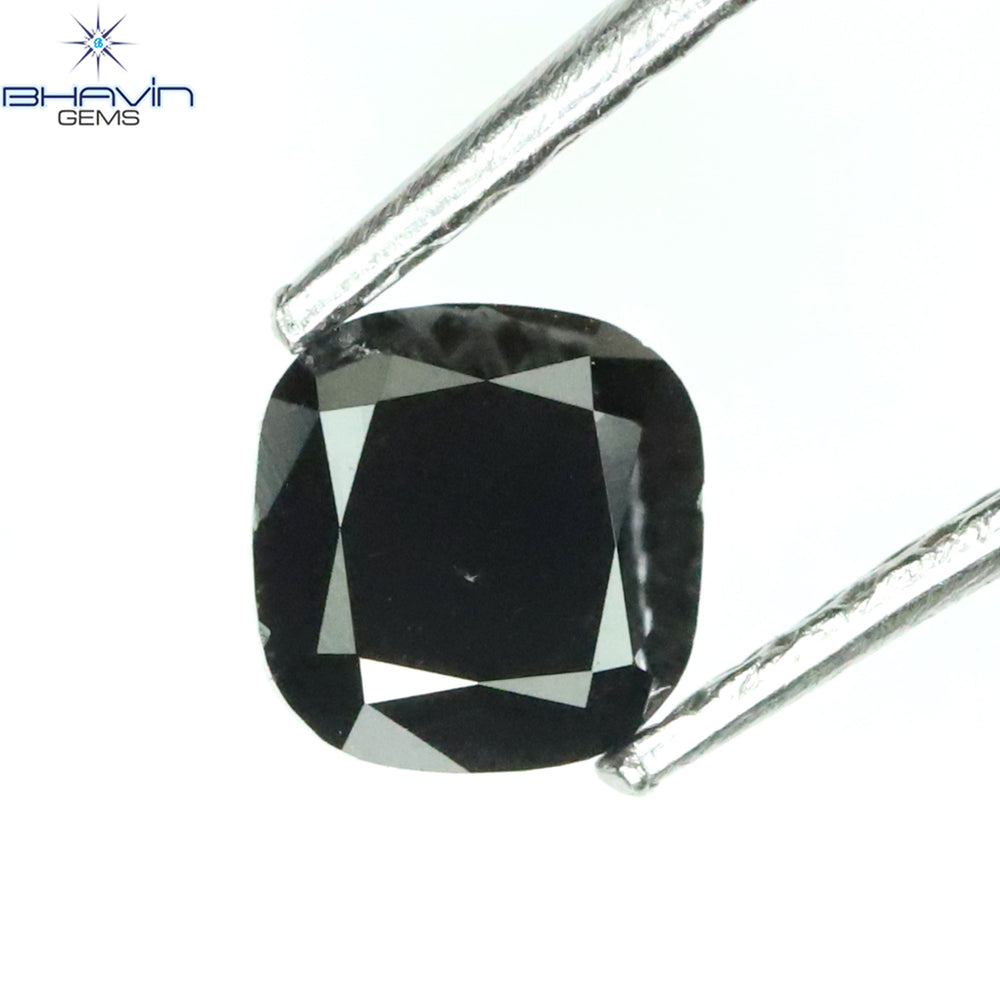 0.52 CT Cushion Shape Natural Diamond Black Color Opaque Clarity (4.40 MM)