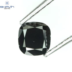 0.52 CT Cushion Shape Natural Diamond Black Color Opaque Clarity (4.40 MM)