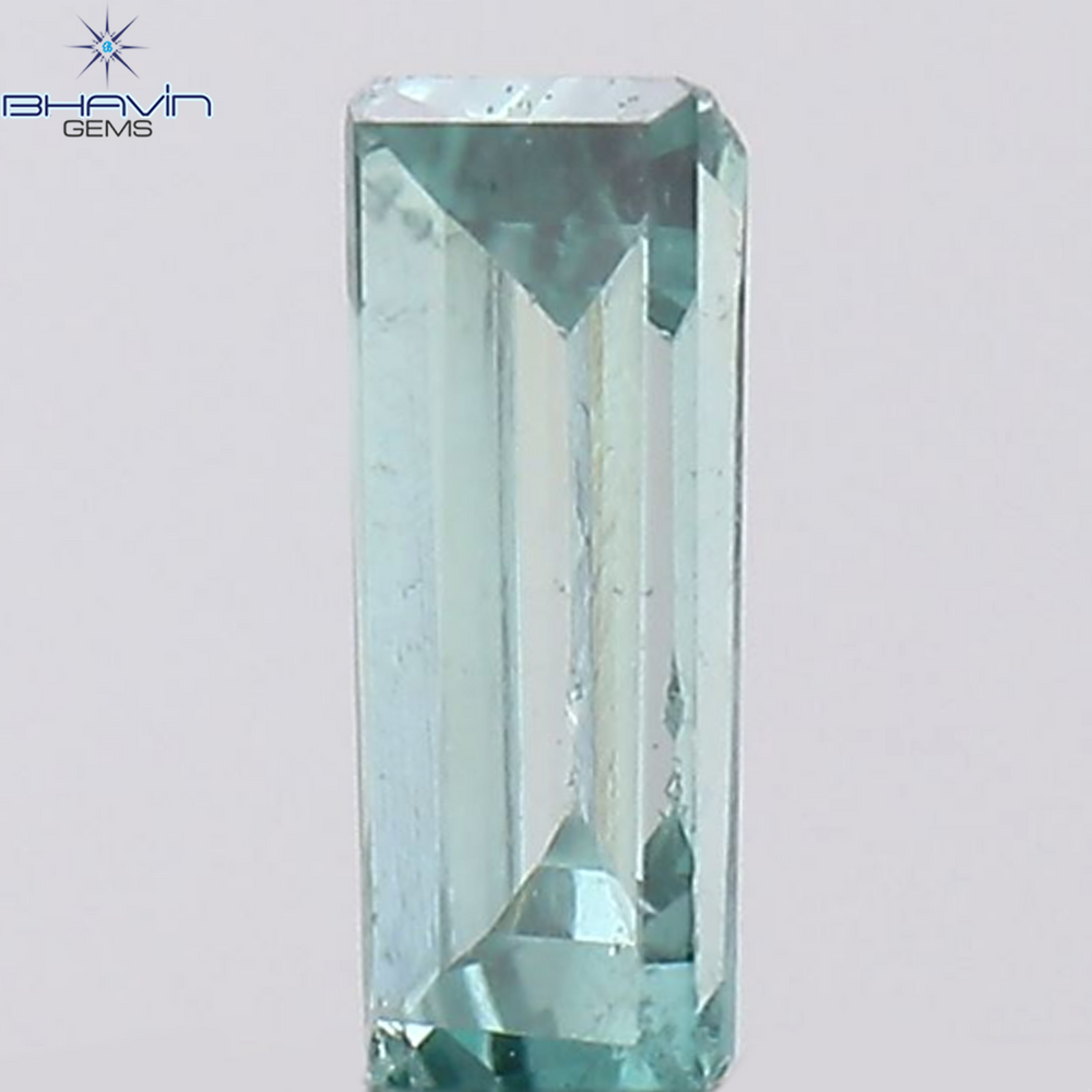 0.07 CT Baguette Shape Natural Diamond Bluish Green Color VS2 Clarity (3.62 MM )