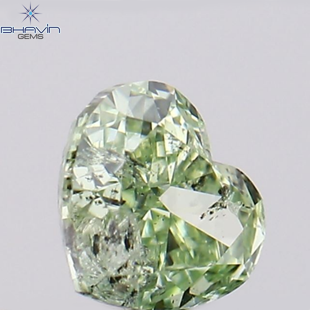 0.30 CT Heart Shape Natural Diamond Greenish Blue Color I1 Clarity (4.22 MM)