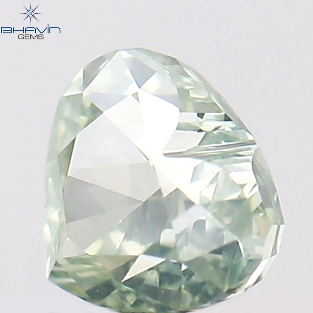 0.22 CT Heart Shape Natural Diamond Bluish Green Color VS2 Clarity (3.60 MM)