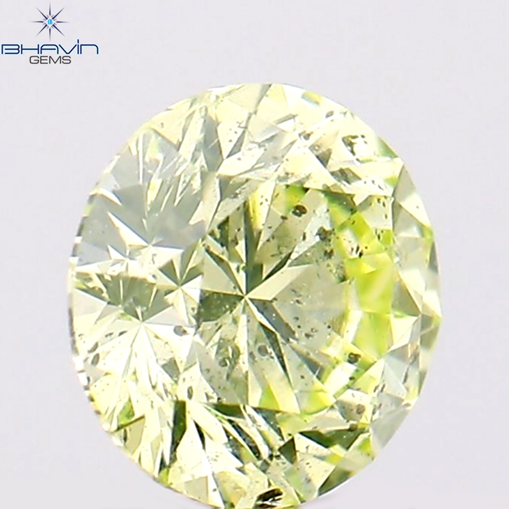 0.32 CT Round Shape Natural Diamond Greenish Yellow Color SI1 Clarity (4.32 MM)
