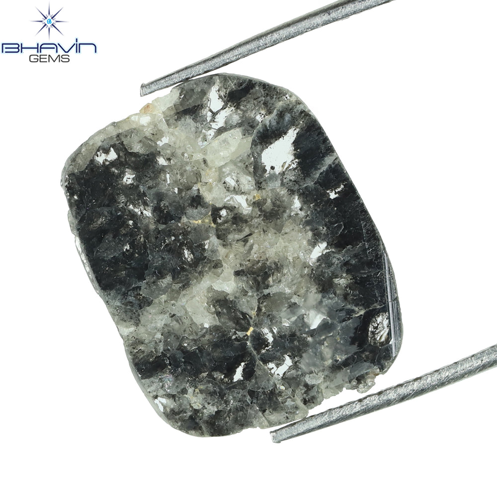2.70 CT Slice Shape Natural Diamond Salt And Pepper Color I3 Clarity (15.64 MM)