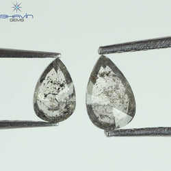 0.42 CT/2 Pcs Pear Shape Natural Loose Diamond Salt And Pepper Color I3 Clarity (5.26 MM)