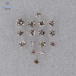 0.09 CT/16 Pcs Round Shape Natural Loose Diamond Brown Pink Argyle Color VS2 Clarity (1.40 MM)