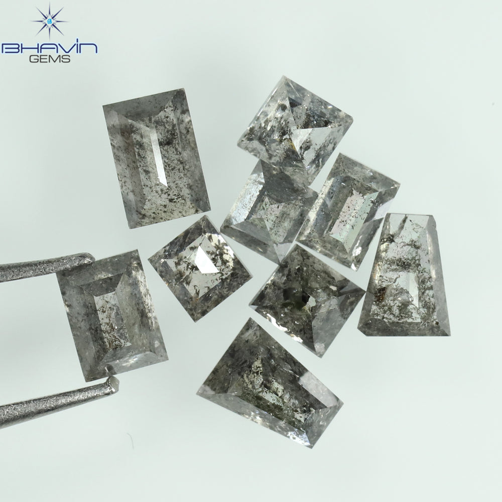 1.03 CT/9 Pcs, Baguette Diamond, Salt And Pepper Color, I3 Clarity
