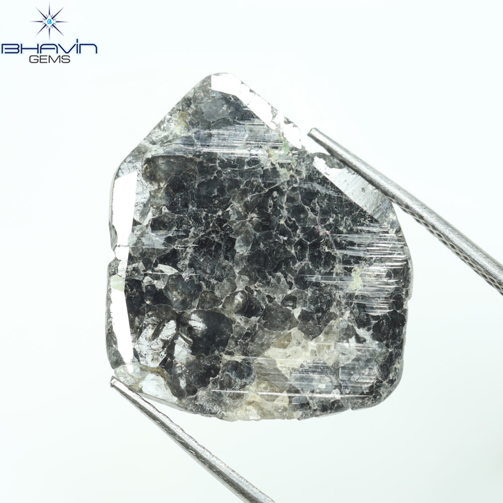 5.45 CT Slice Shape Natural Diamond Salt And Pepper Color I3 Clarity (18.41 MM)
