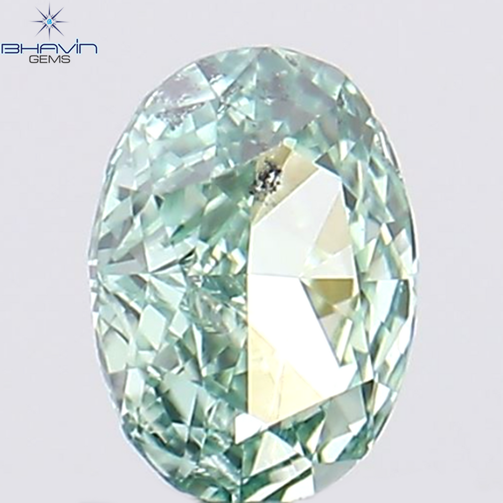 0.10 CT Oval Shape Natural Diamond Intense Green Color SI2 Clarity (3.57 MM)
