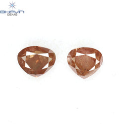 0.51 CT/2 Pcs Heart Shape Natural Loose Diamond Pink Color I2 Clarity (4.22 MM)