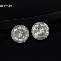 0.81 CT/2 Pcs Round Shape Natural Loose Diamond White Color I3 Clarity (4.68 MM)