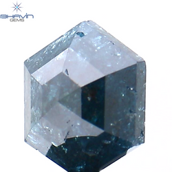 1.02 CT Hexagon Shape Natural Diamond Blue Color I3 Clarity (6.82 MM)