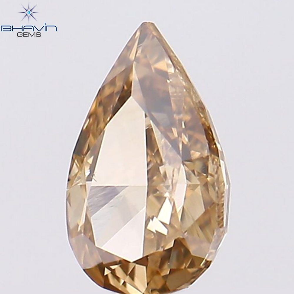 0.44 CT Pear Shape Natural Diamond Brown Color SI1 Clarity (6.15 MM)