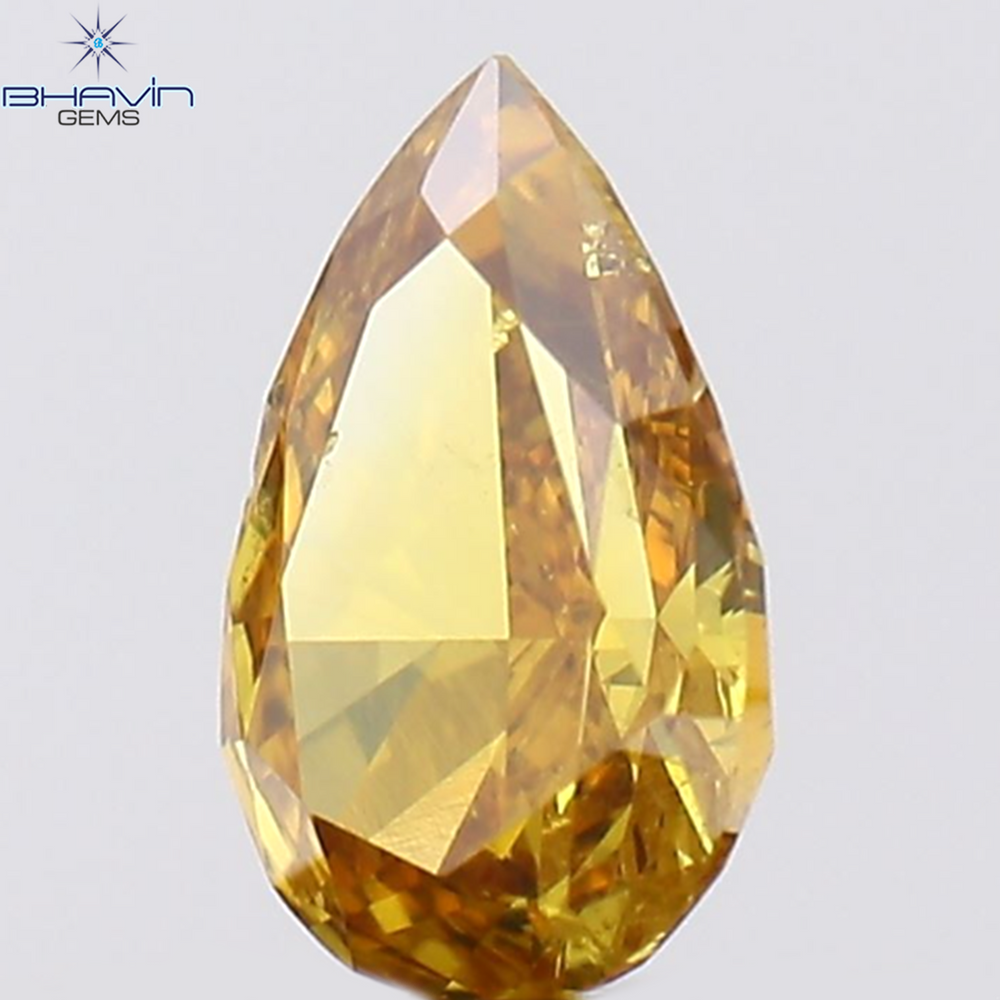 0.21 CT Pear Shape Natural Diamond Orange Color SI1 Clarity (4.85 MM)