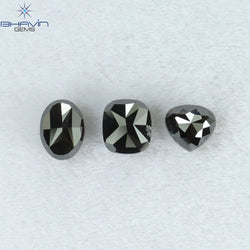 1.03 CT/3 PCS Mix Shape Natural Diamond Black Color Opaque Clarity (4.35 MM)