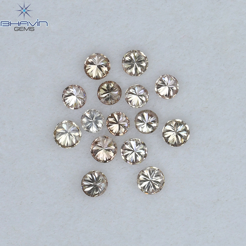 0.38 CT/15 Pcs Round Shape Natural Loose Diamond Brown Pink ((Argyle) Color VS2 Clarity (2.00 MM)