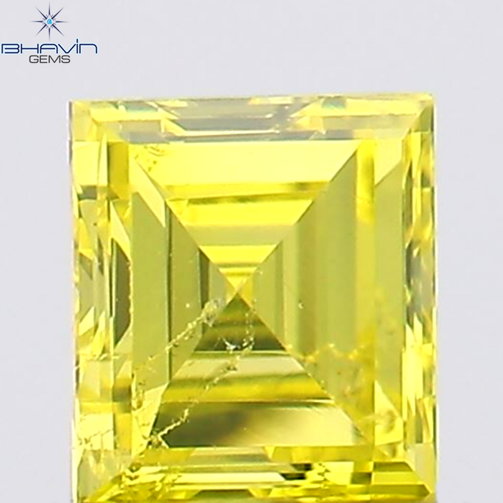 0.20 CT Square Cut Natural Diamond Enhanced Yellow Color SI1 Clarity (3.36 MM)