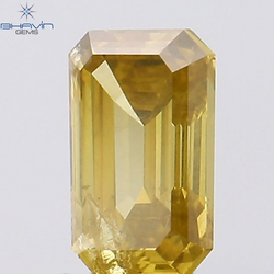 0.51 CT Emerald Shape Natural Diamond Orange Color SI2 Clarity (5.69 MM)