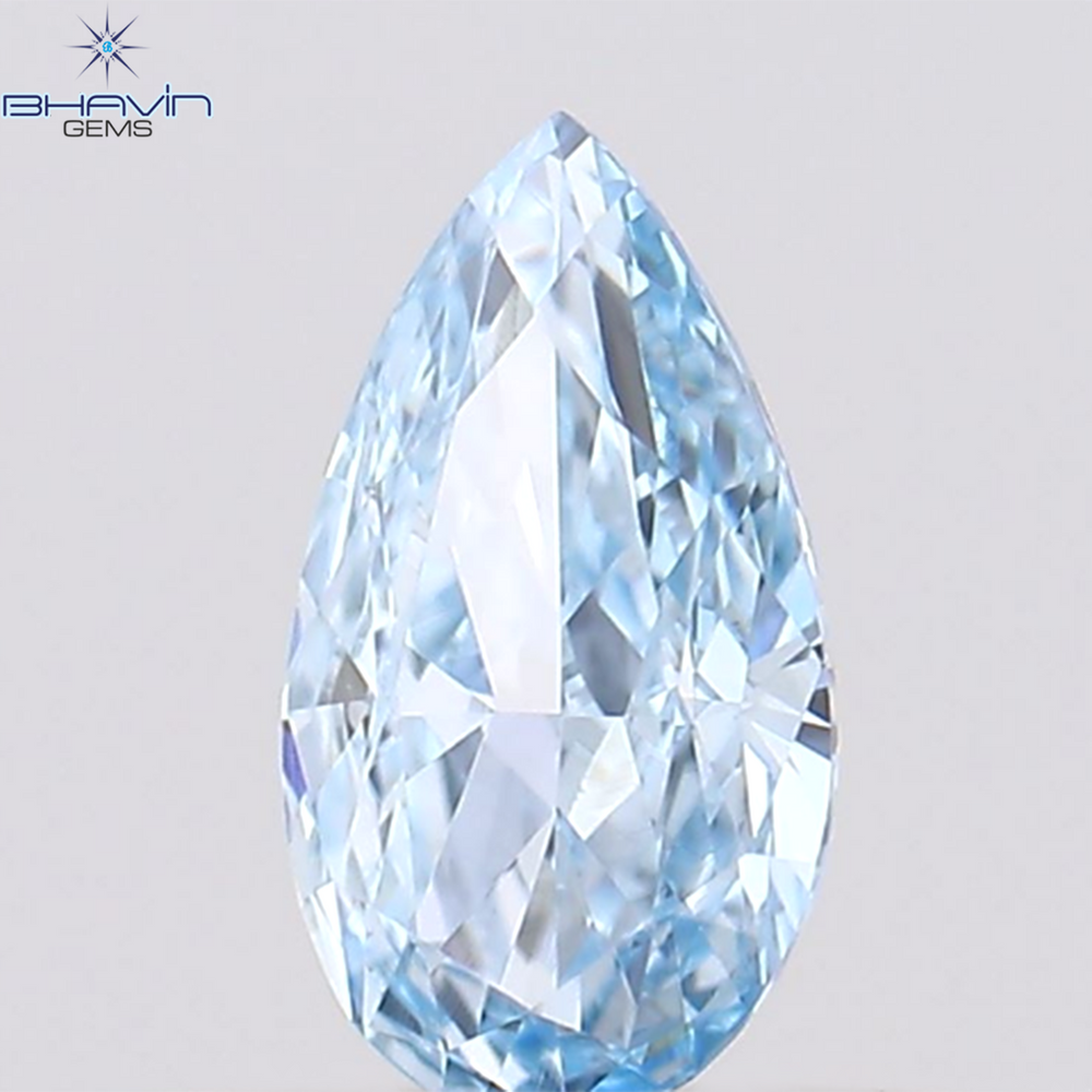 0.28 CT Pear Shape Natural Diamond Greenish Blue Color VS1 Clarity (5.79 MM)