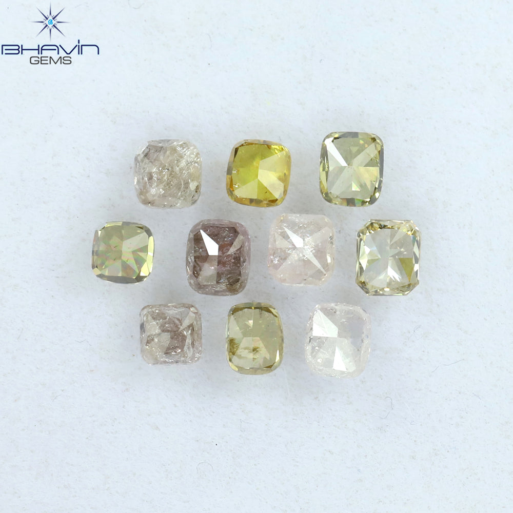 1.97 CT/10 Pcs Cushion Shape Natural Diamond Mix Color I1 Clarity (3.65 MM)
