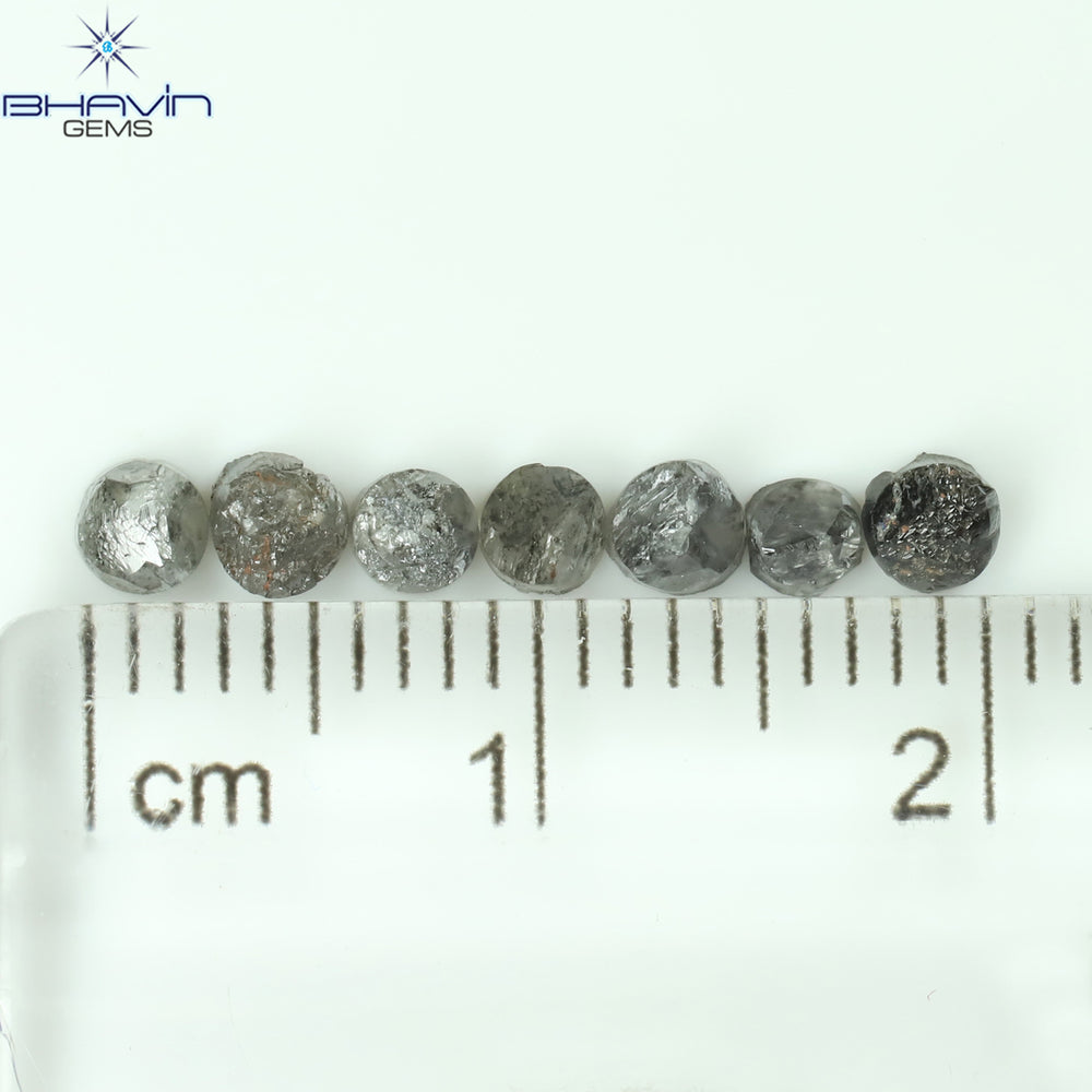 1.17 CT/7 Pcs Uncut Shape Salt And Pepper Natural Loose Diamond I3 Clarity (3.10 MM)