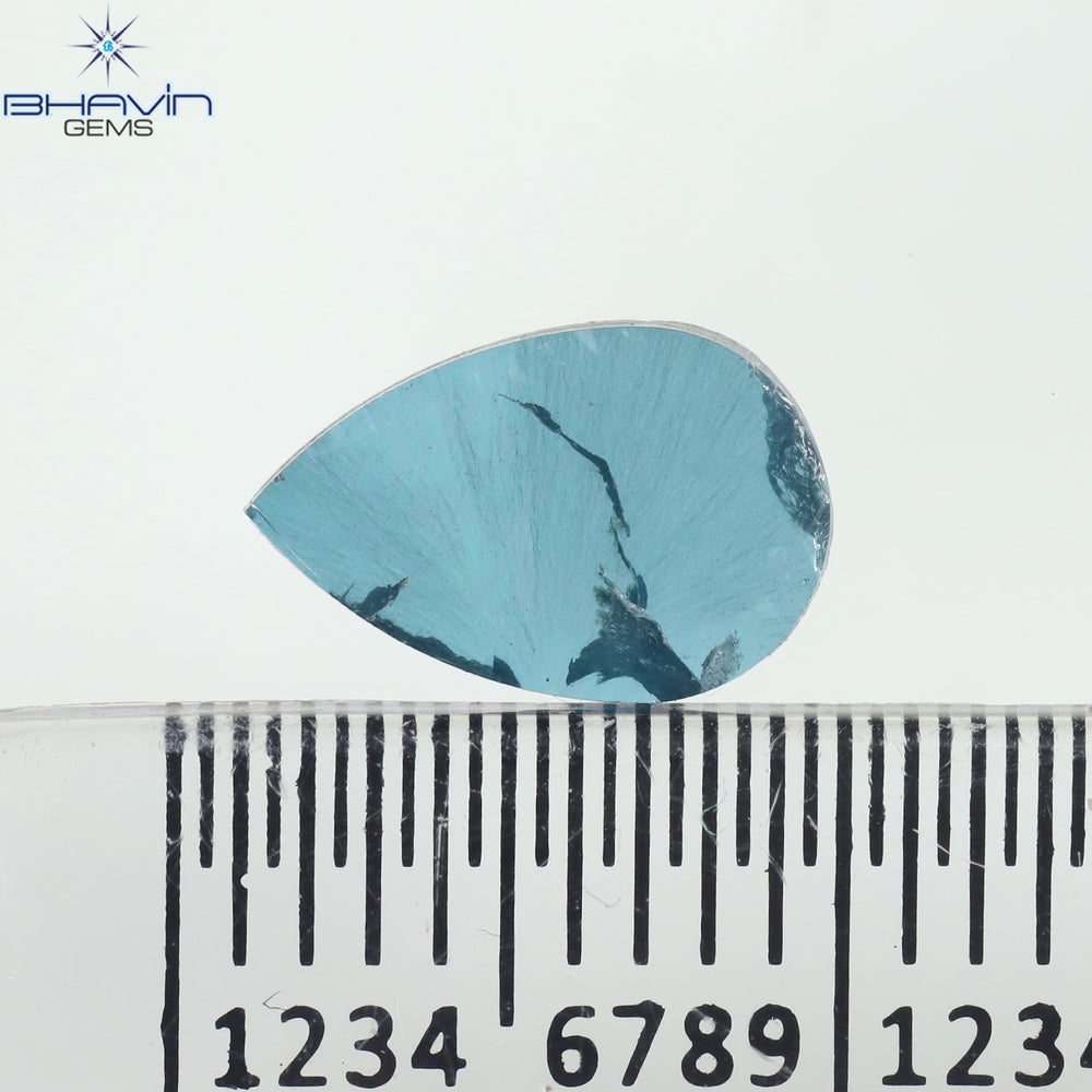 0.59 CT Pear Shape Natural Diamond Blue Color I1 Clarity (8.80 MM)