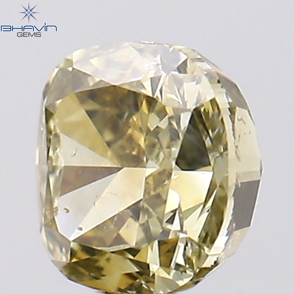0.51 CT Cuhion Shape Natural Diamond Green Yellow (Chameleon) Color SI2 Clarity (4.43 MM)